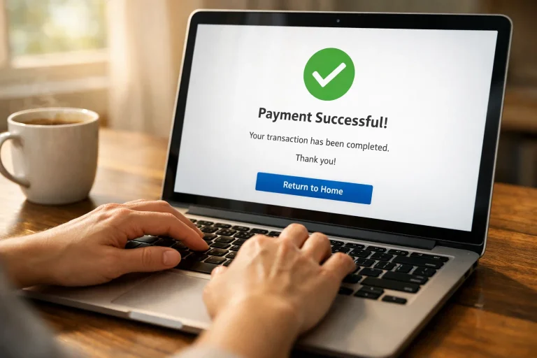 Person making online payment at sweepstakes casino using laptop