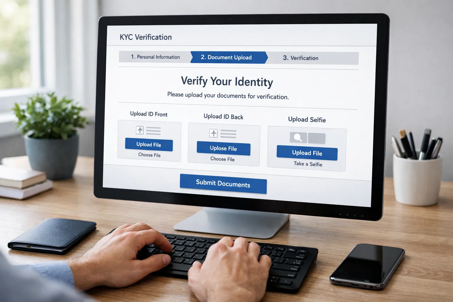 Sweeps Coins cash redemption process - person completing KYC verification on computer