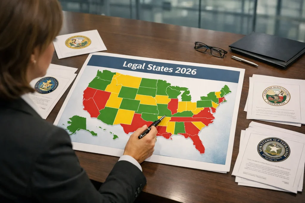 Sweepstakes casino legal states map in USA 2026